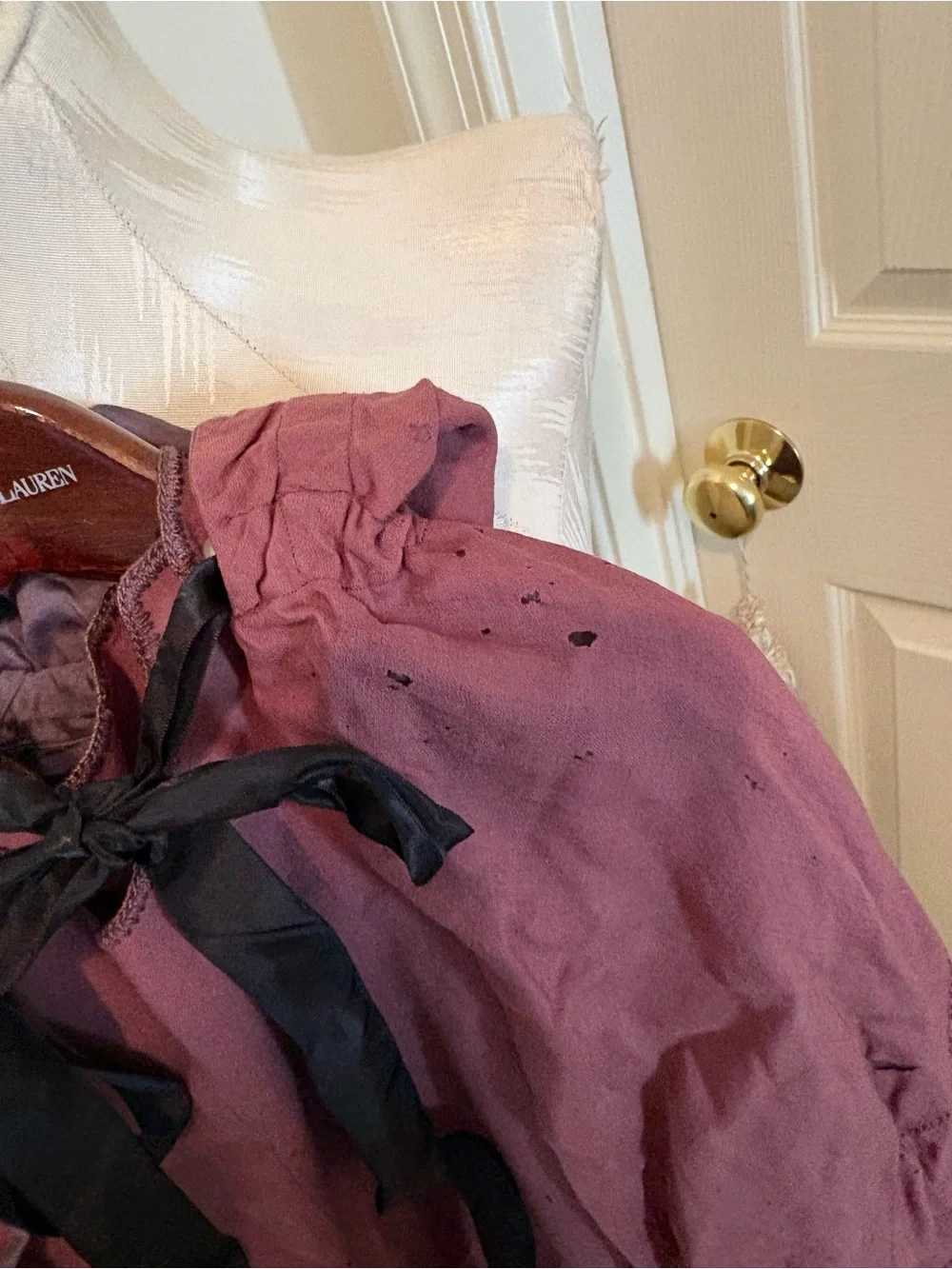 2pc. Vintage dress/Ribbon Tie  cape in Dusty Rose 2/3 *** vintage unbranded